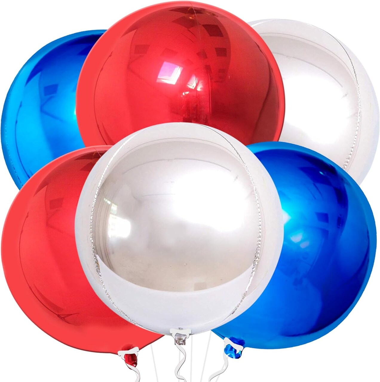 Latex Balloons Red, White & Blue Foil Balloons – Pack of 6 | Patriotic Balloons for Independence Day, Memorial Day, Labor Day & USA Party Decorations